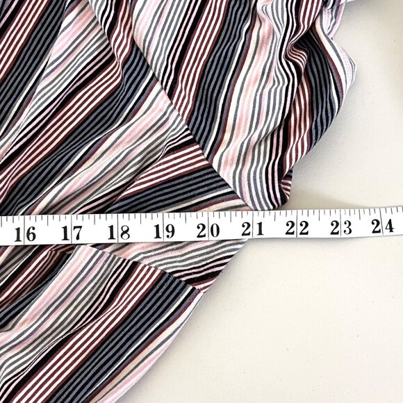 Lane Bryant Faux Wrap Maxi Dress Size 18/20 Striped Short-Sleeve Ruched VGUC - Picture 13 of 16